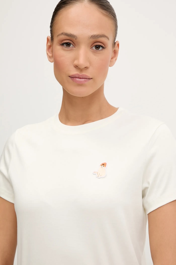 T-shirt bawełniany Cat adidas JV8515 beżowy