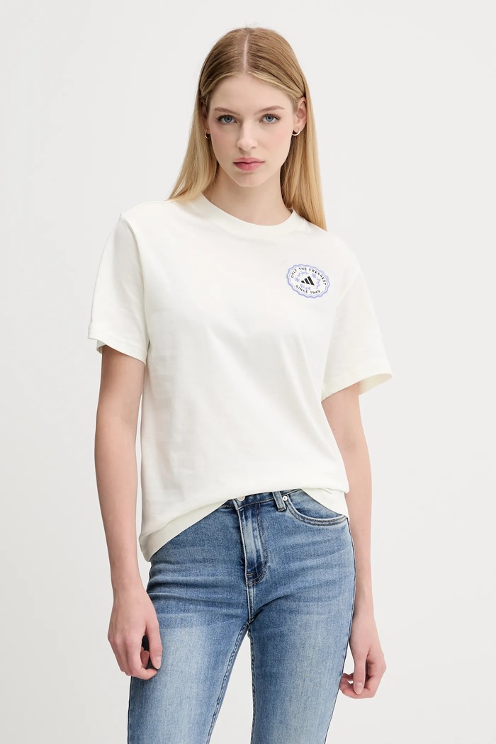 Oblečení Bavlněné tričko adidas FARMMKT KB2485 béžová