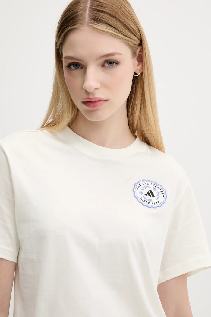 Bavlněné tričko adidas FARMMKT béžová KB2485