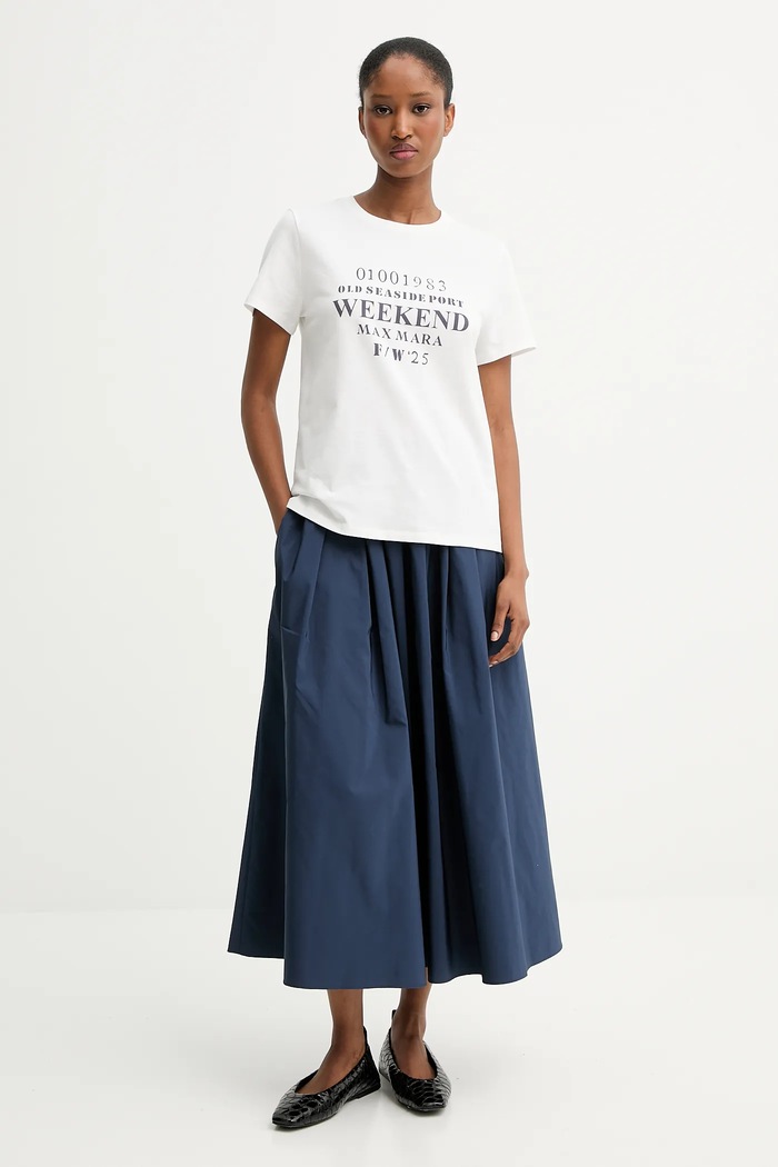 Памучна тениска Weekend Max Mara GUGLIA 2525976031600 бял AW25