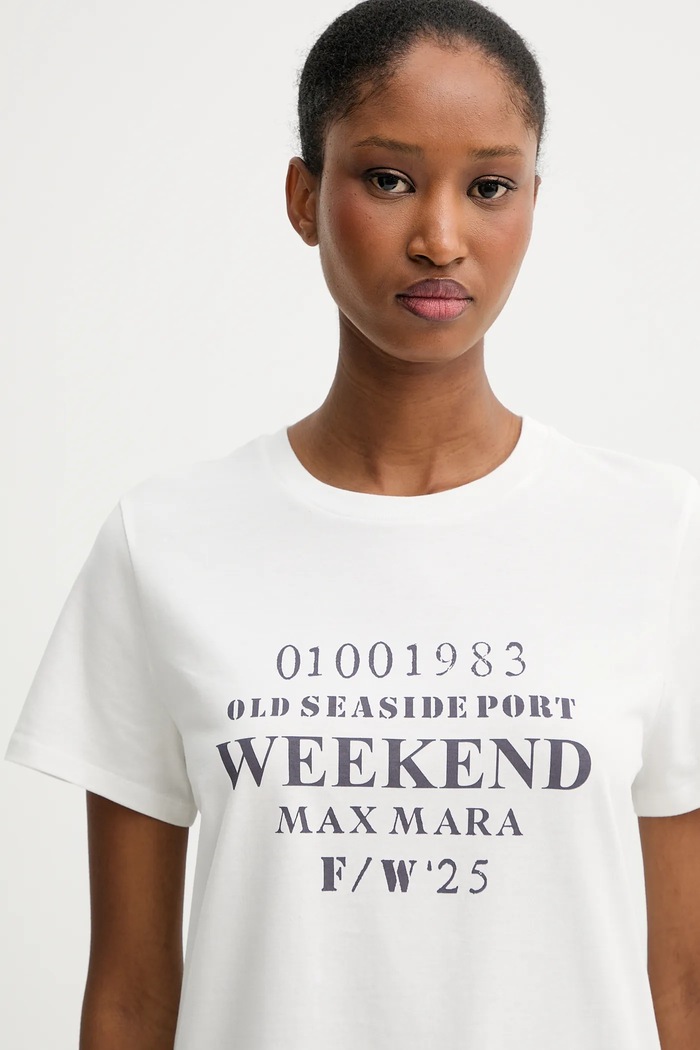 Памучна тениска Weekend Max Mara GUGLIA бял 2525976031600