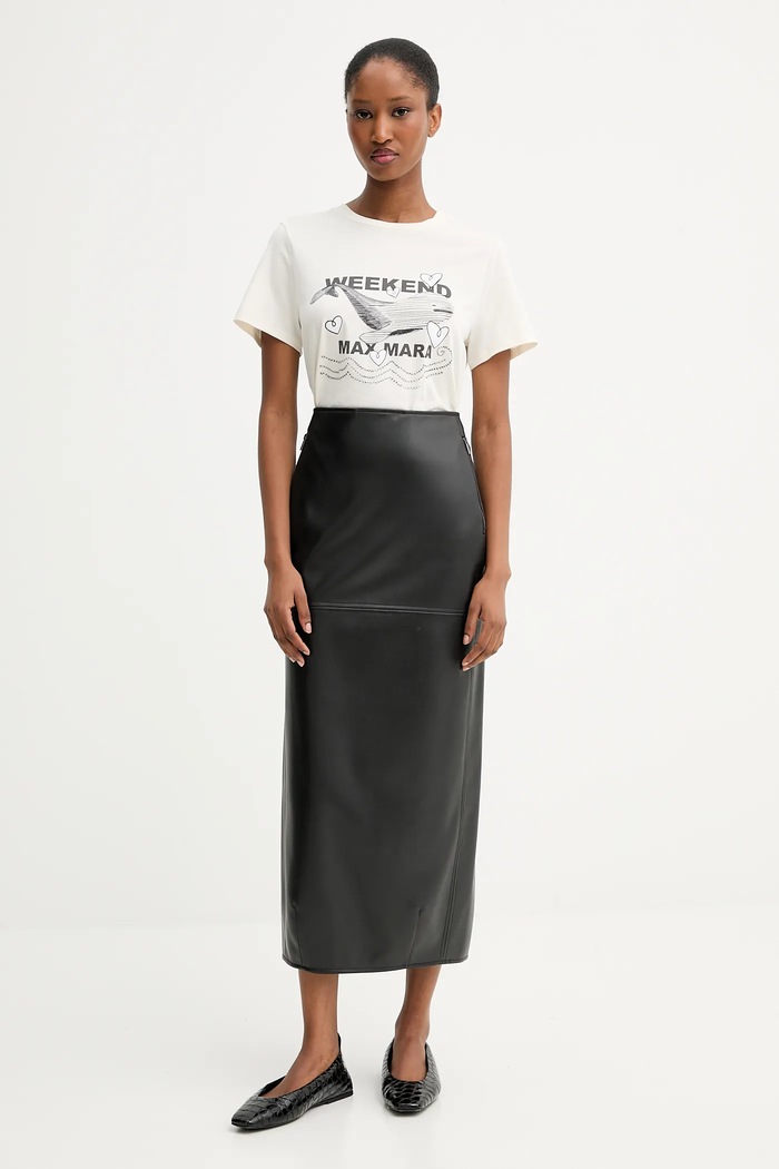 Памучна тениска Weekend Max Mara GUGLIA 2525976031600 бежов AW25