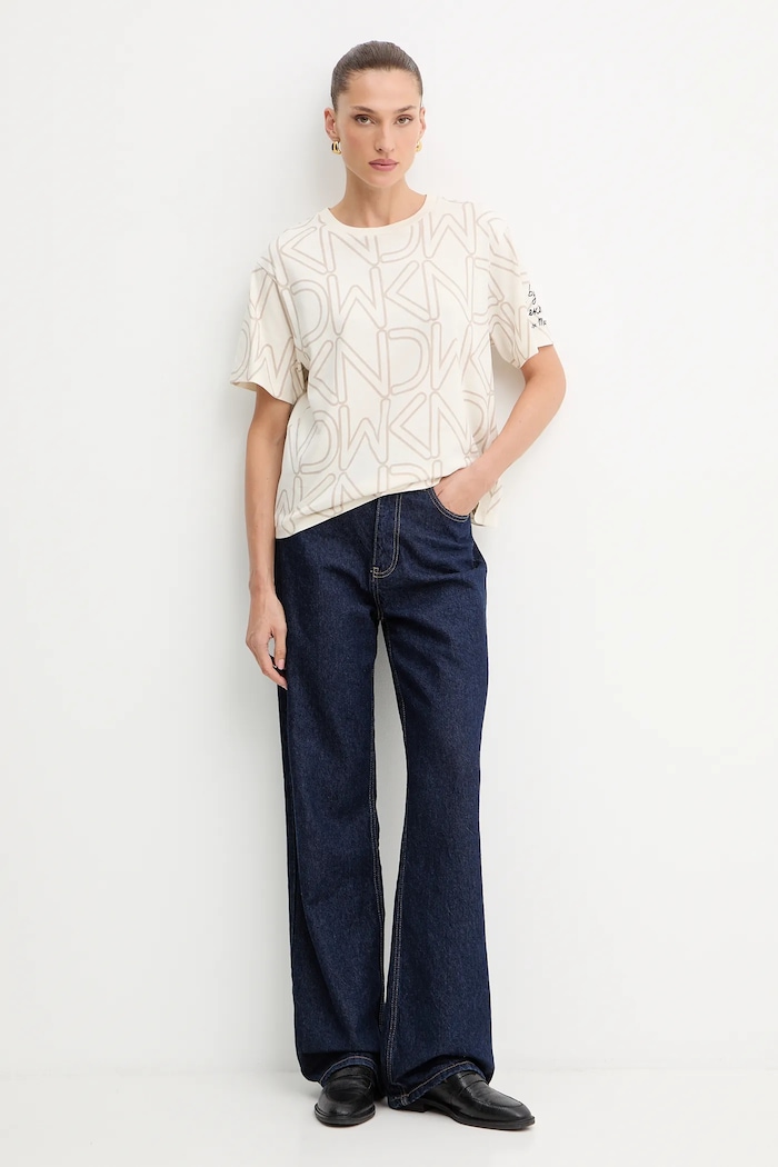 Памучна тениска Weekend Max Mara 2525976051600 бежов AW25