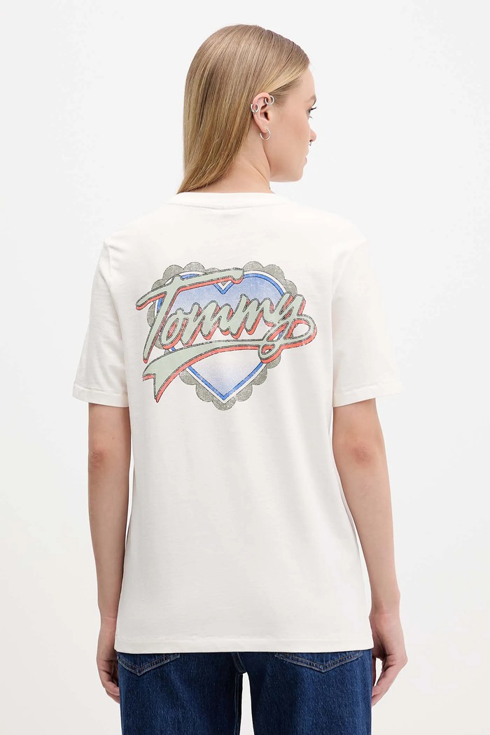 Дрехи Памучна тениска Tommy Jeans DW0DW21524 бежов