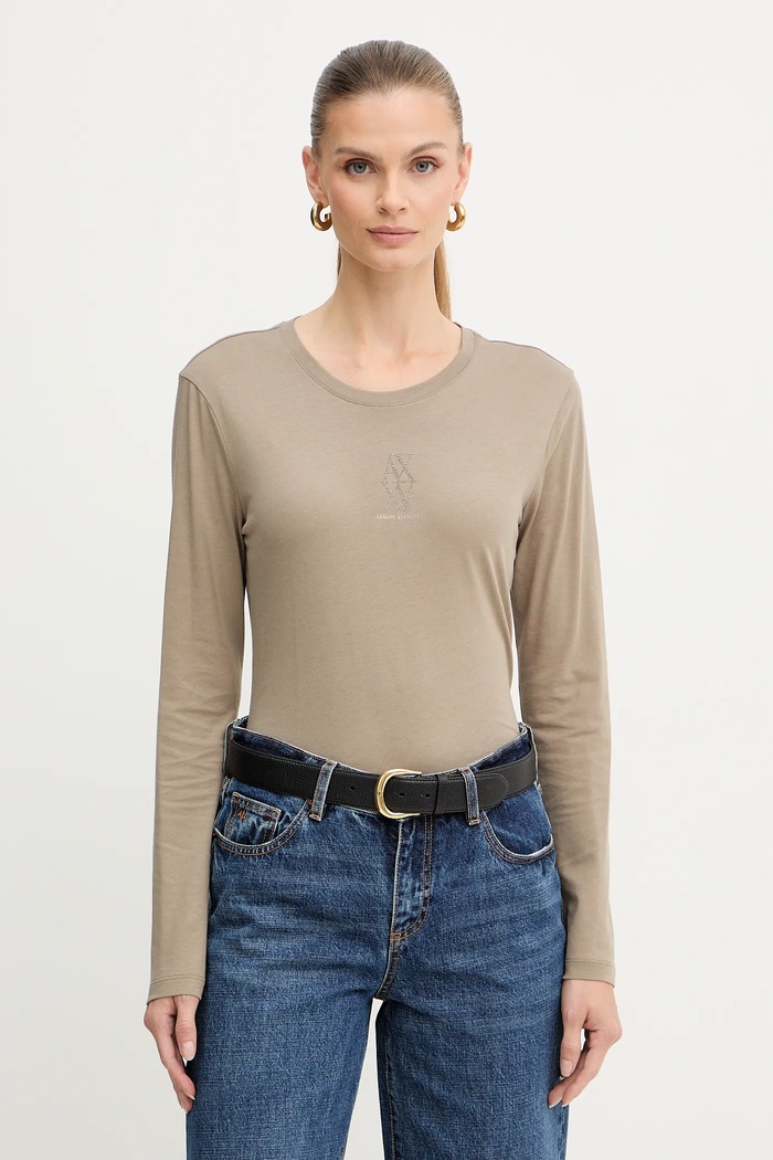 Armani Exchange longsleeve bawełniany regular zielony XW001350.AF17172