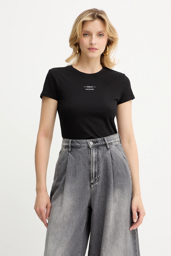 Armani Exchange t-shirt bawełniany bawełna czarny XW001369.AF10356