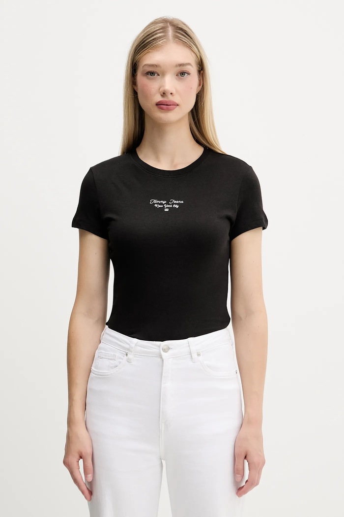 Tričko Tommy Jeans potisk černá DW0DW21542