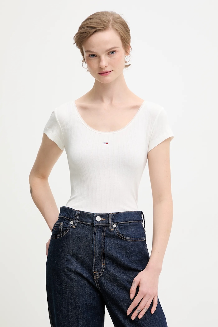 Tommy Jeans tricou uni bej DW0DW21570