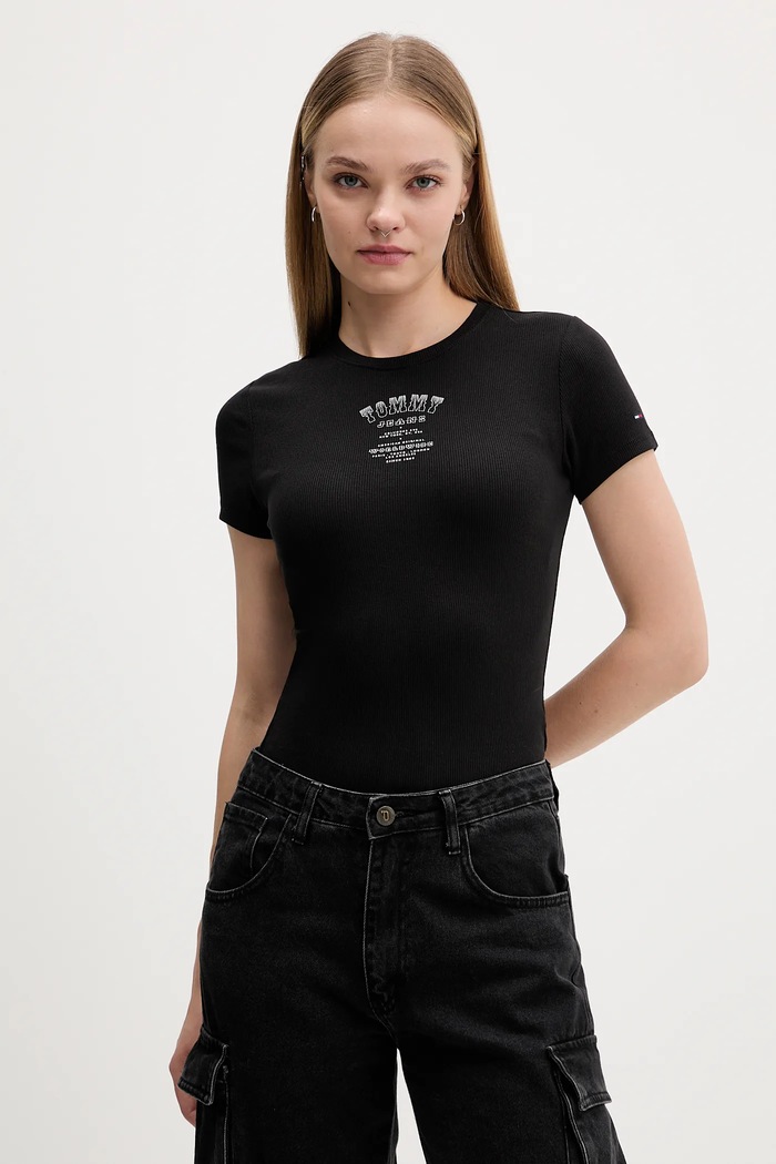 Tričko Tommy Jeans slim čierna DW0DW21584