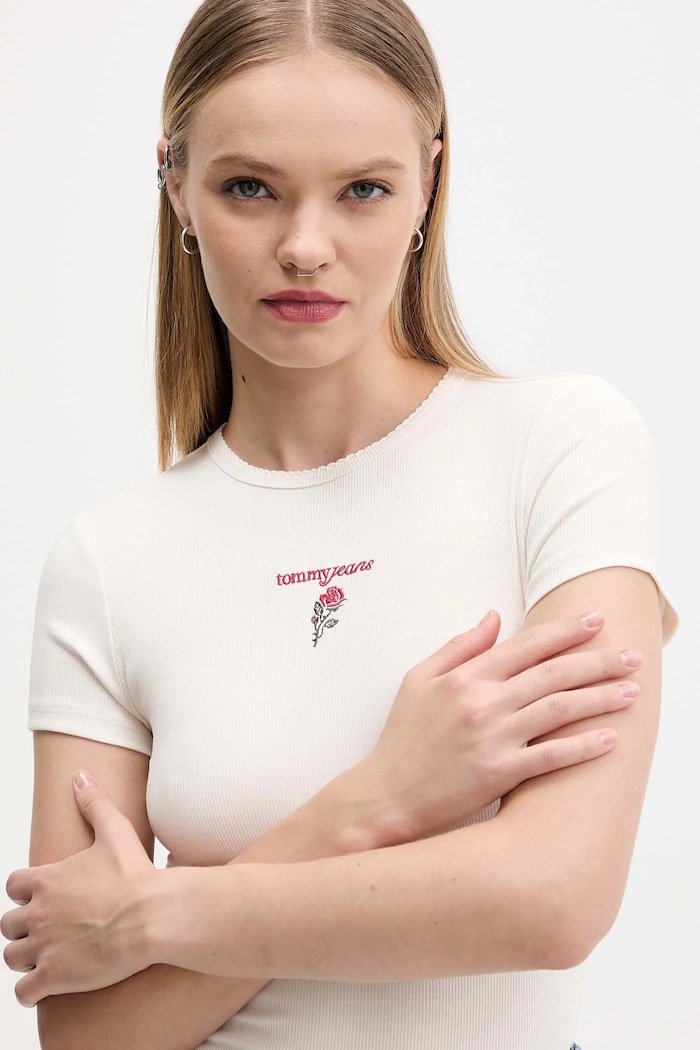 Tričko Tommy Jeans béžová DW0DW21787