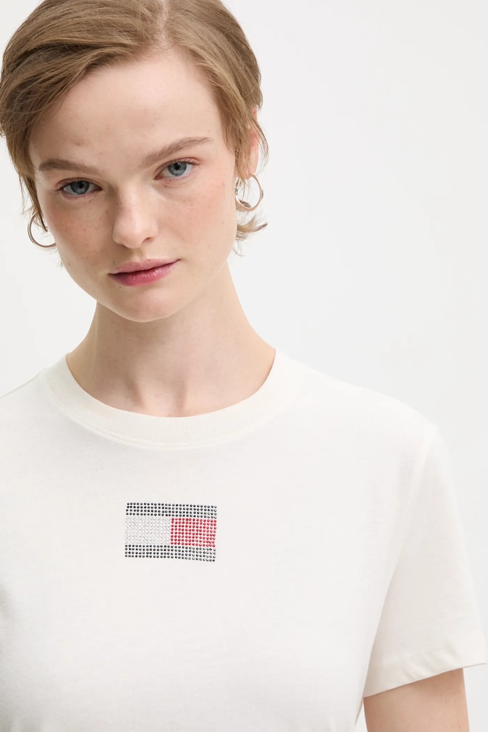 Bavlnené tričko Tommy Jeans béžová DW0DW21965