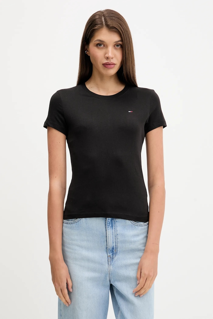 Bavlnené tričko Tommy Jeans 3-pak slim tmavomodrá DW0DW22175