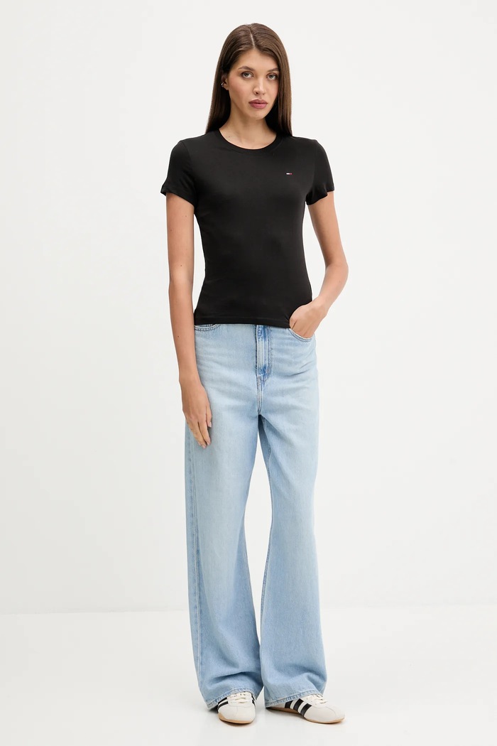 Bavlnené tričko Tommy Jeans 3-pak tmavomodrá DW0DW22175