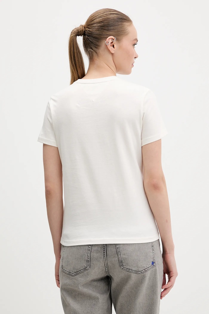 Îmbrăcăminte Tommy Jeans tricou pentru femei din bumbac DW0DW22562 bej