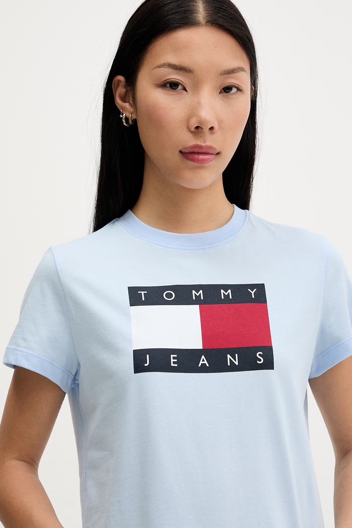 Tommy Jeans t-shirt γυναικείο βαμβακερό μπλε DW0DW22562