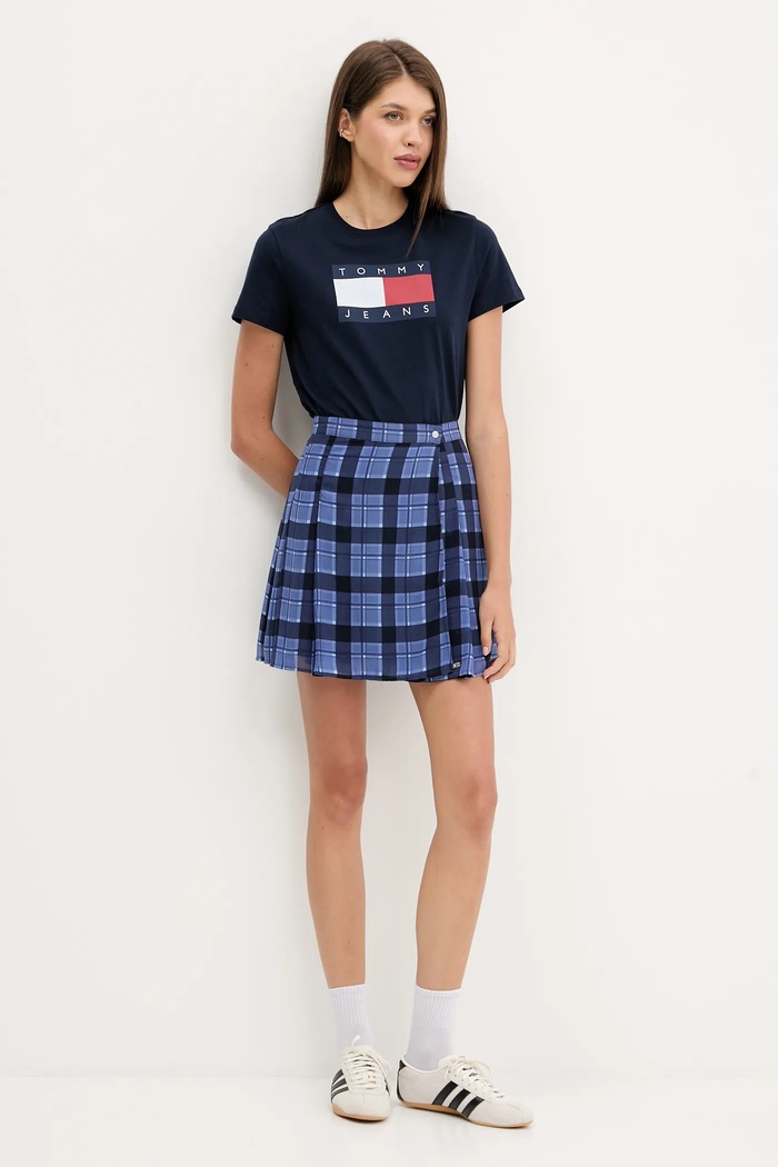Tommy Jeans tricou pentru femei din bumbac DW0DW22562 bleumarin SS26