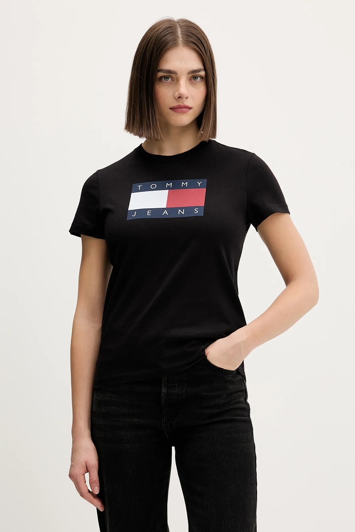Tommy Jeans тениска дамска от памук стандартна черен DW0DW22562