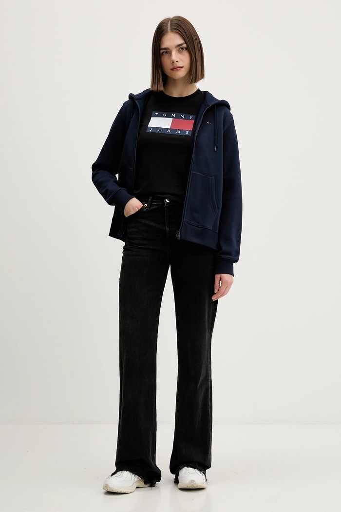 Tommy Jeans тениска дамска от памук DW0DW22562 черен SS26
