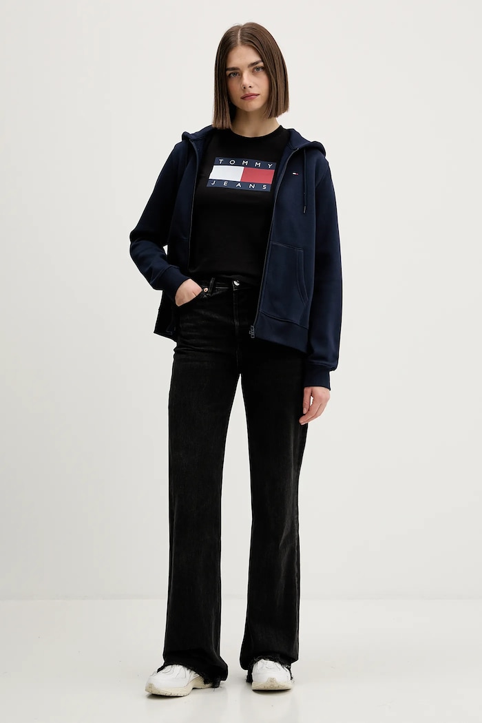 Tommy Jeans тениска дамска от памук DW0DW22562 черен SS26