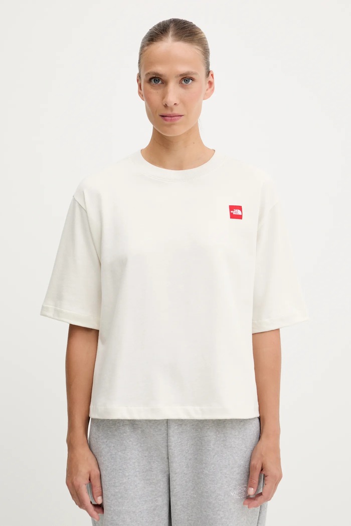 The North Face тениска дамска от памук Redbox свободна бежов NF0A8EG6QLI1