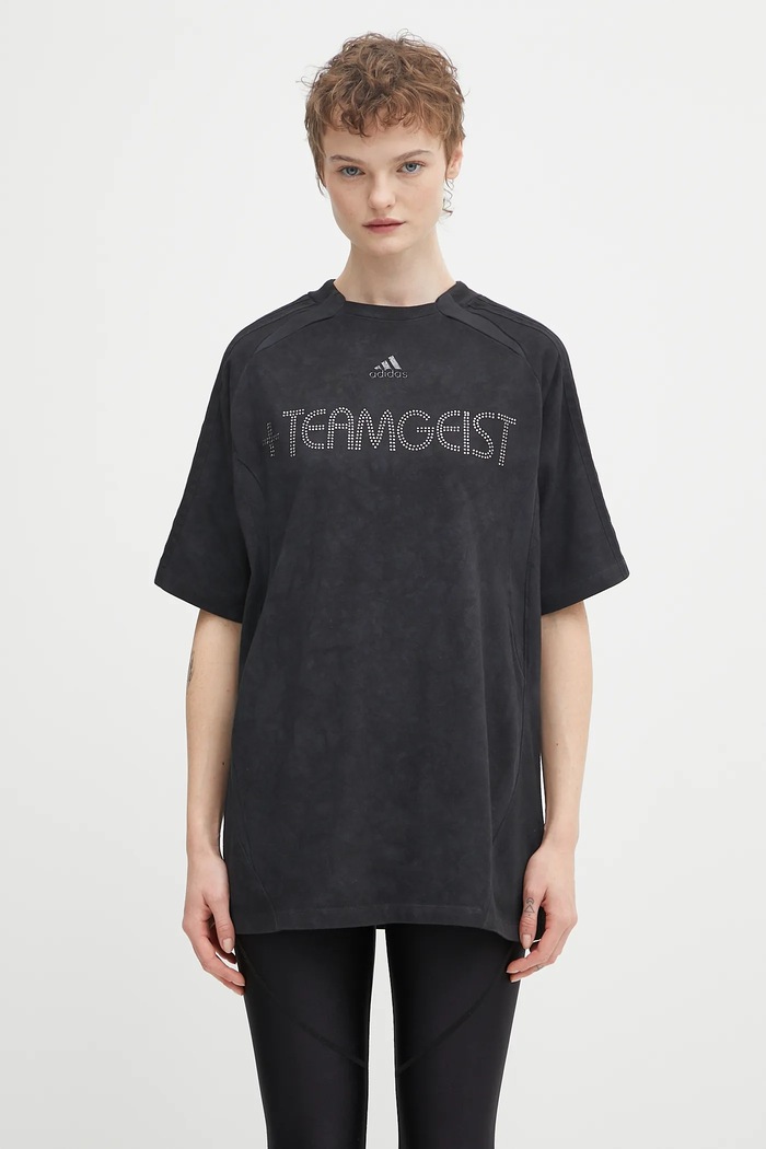 Хлопковая футболка adidas Originals Rhinestone Tee хлопок чёрный KF3113