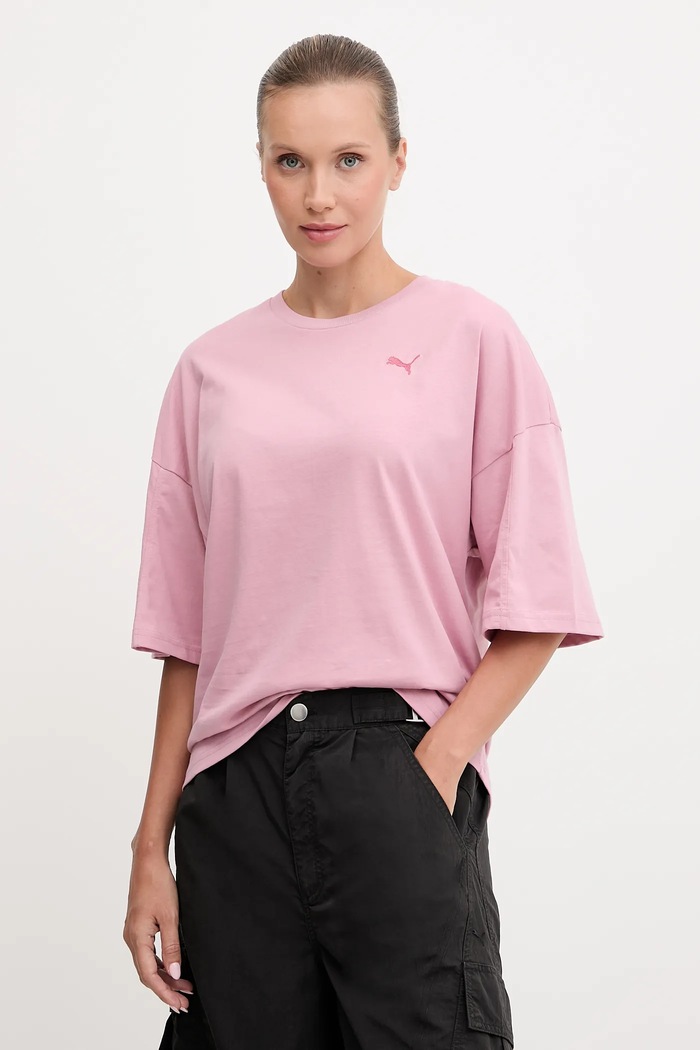 Βαμβακερό μπλουζάκι Puma βαμβάκι ροζ 688148.D