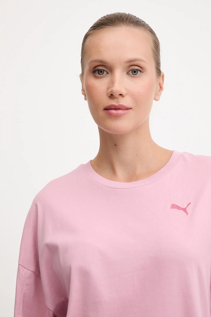 Βαμβακερό μπλουζάκι Puma ροζ 688148.D