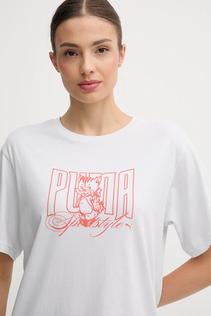 Bavlněné tričko Puma bílá 633384