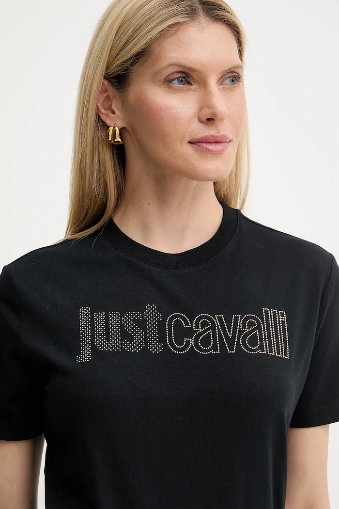 Just Cavalli tricou din bumbac negru 79PAHE23.CJ110