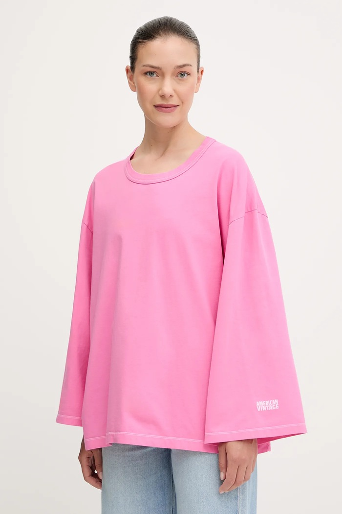 American Vintage longsleeve bawełniany bawełna różowy FIZ02J