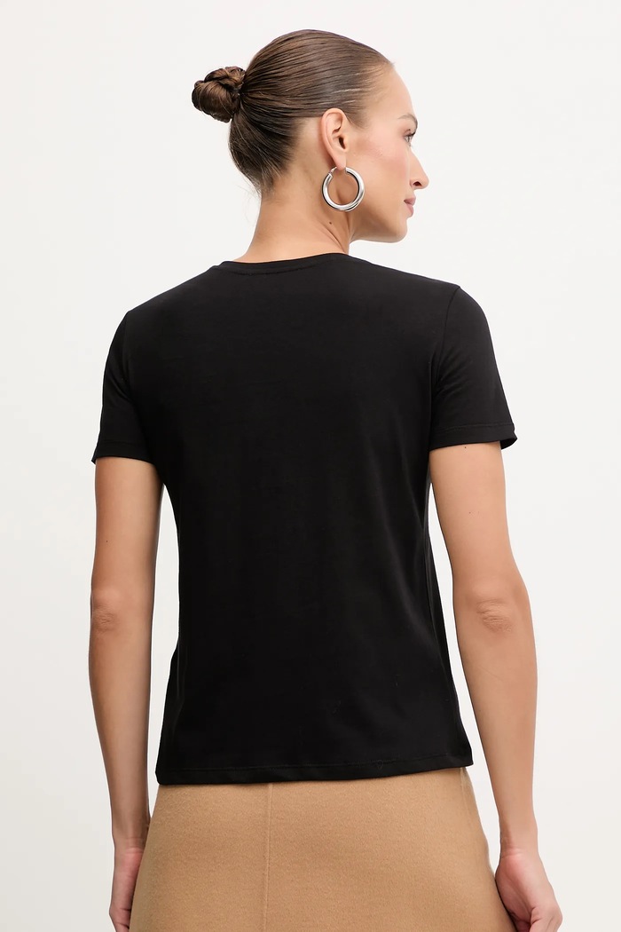 Ρούχα Βαμβακερό μπλουζάκι Ermanno Firenze 57TL012EE2R μαύρο