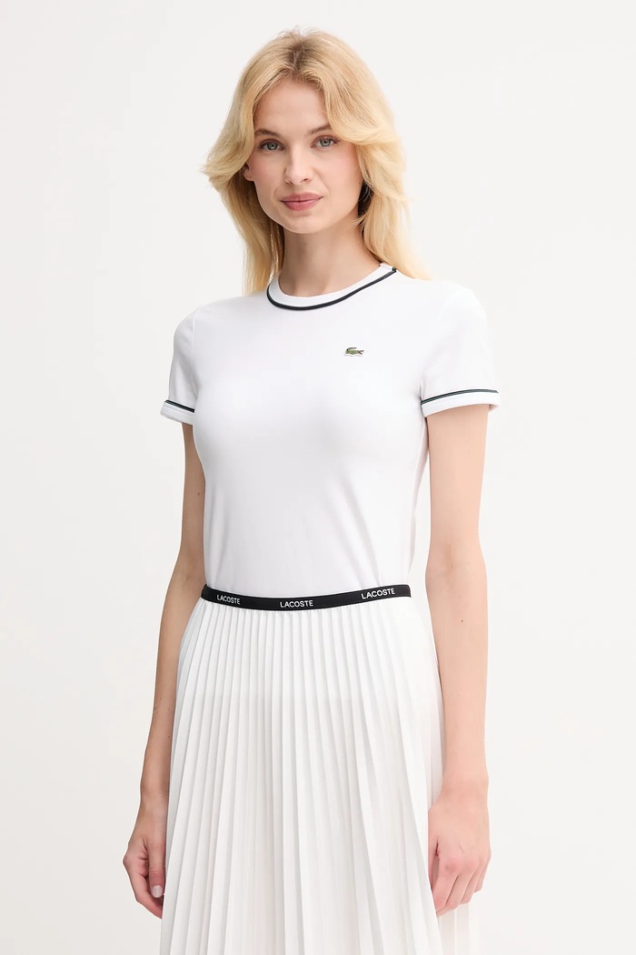 Lacoste tricou pentru femei, din bumbac model fin alb TF5289