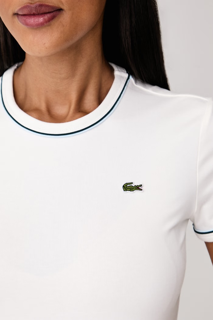 Lacoste T-shirt damski z bawełną TF5289 beżowy SS26