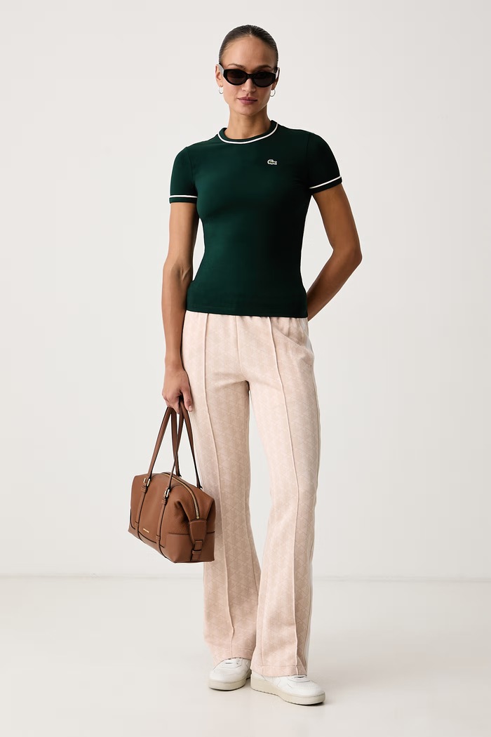 Lacoste T-shirt damski z bawełną TF5289 zielony SS26