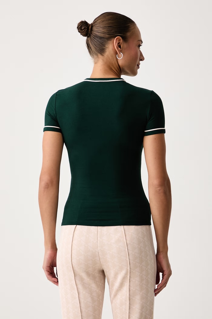 Odzież Lacoste T-shirt damski z bawełną TF5289 zielony