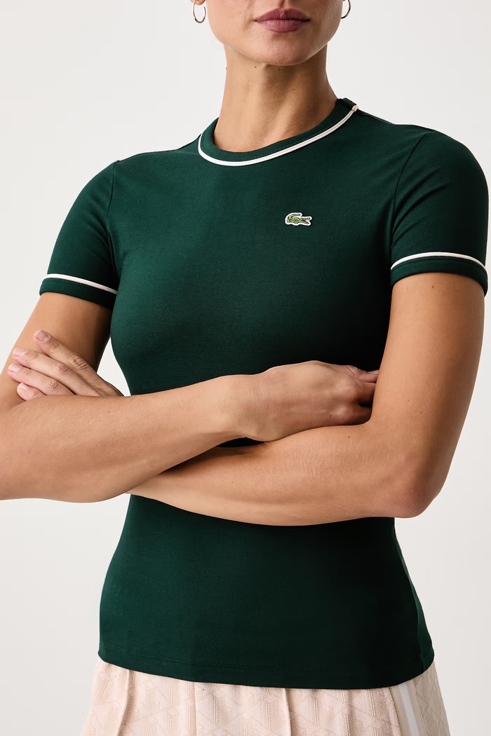 T-shirt damski z bawełną Lacoste TF5289 zielony