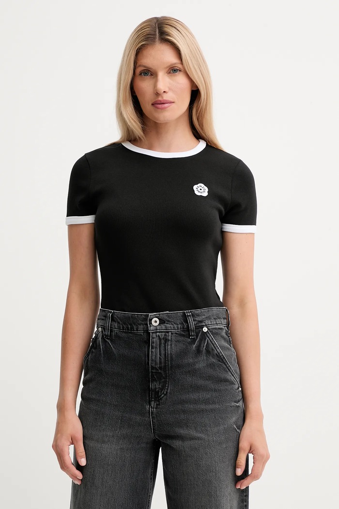 Kenzo t-shirt elasztánnal fekete FF52TS1564SJ