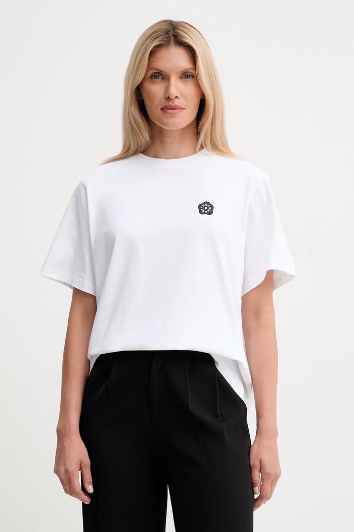 Kenzo tricou din bumbac flori alb FF52TS5524SO