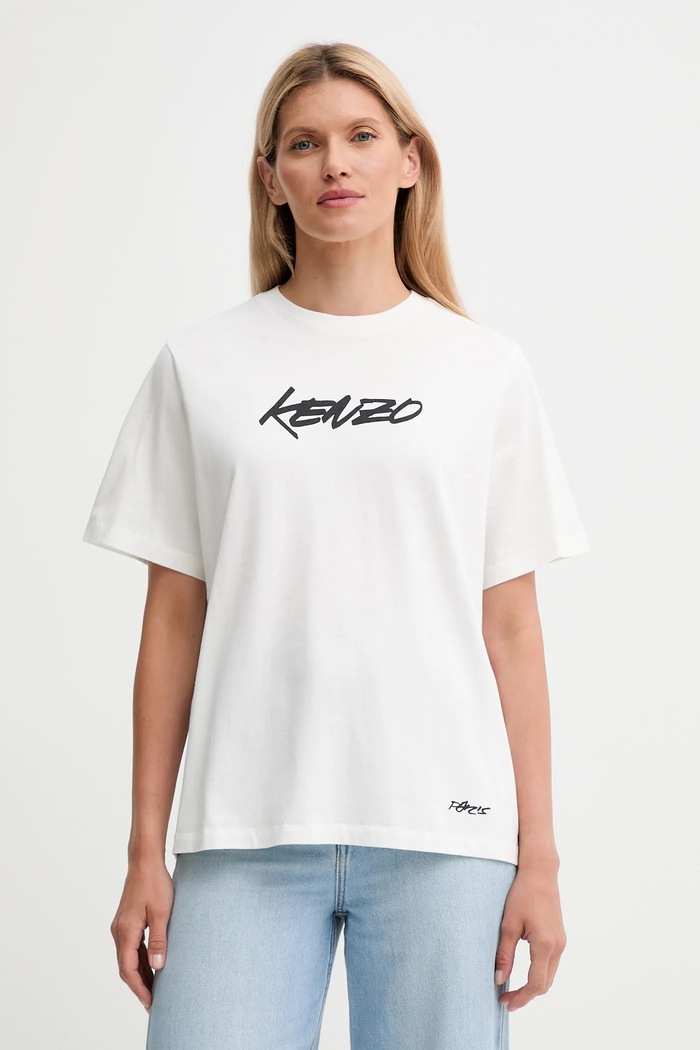 Kenzo t-shirt bawełniany Kenzo x Futura nadruk biały FF62TS5544SG