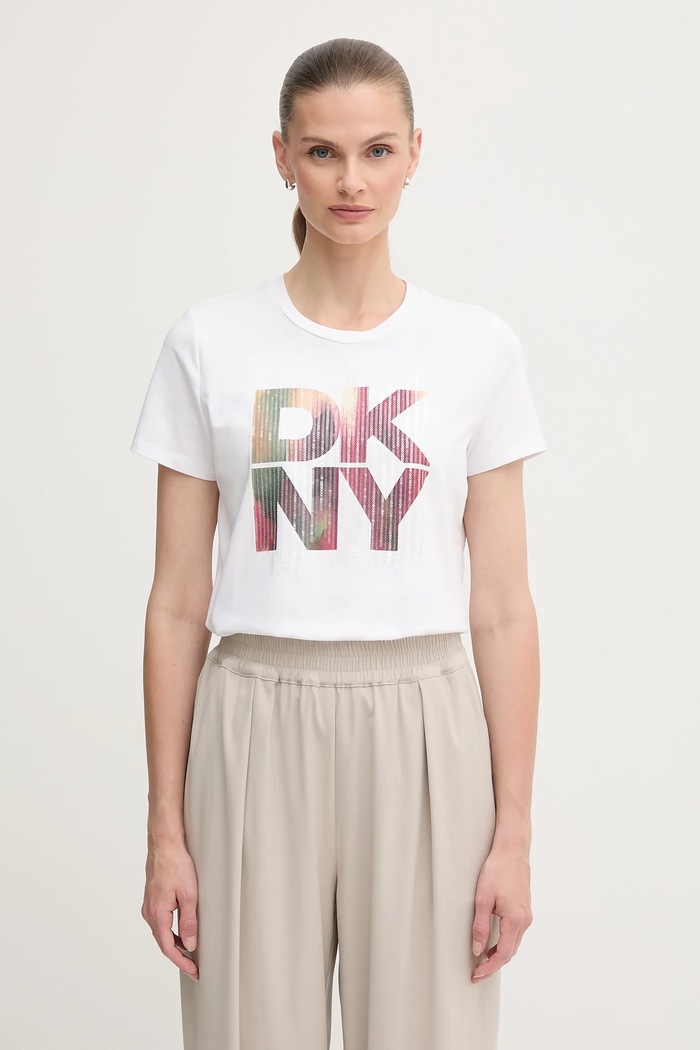 Dkny t-shirt z elastanem biały P52H4WNA