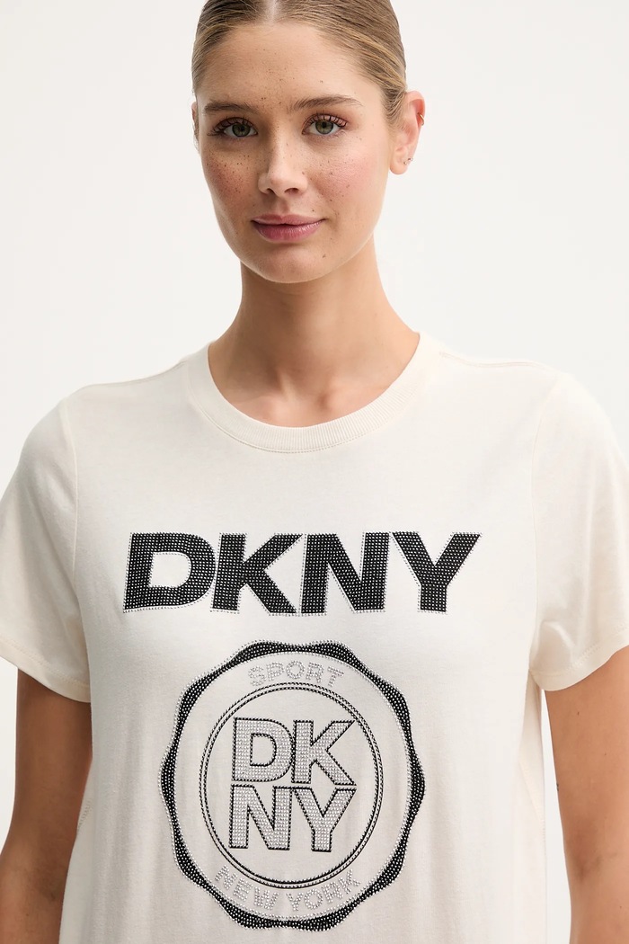 Bavlněné tričko Dkny béžová DP5T1366