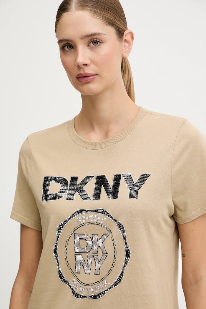 Dkny t-shirt bawełniany beżowy DP5T1366