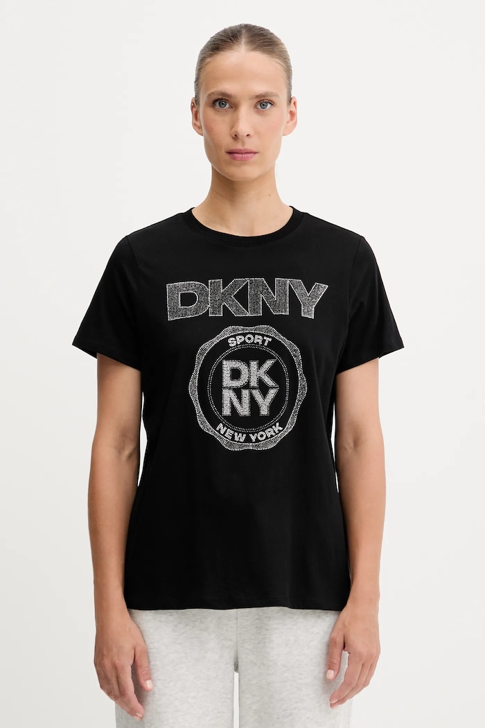 Bavlněné tričko Dkny potisk černá DP5T1366