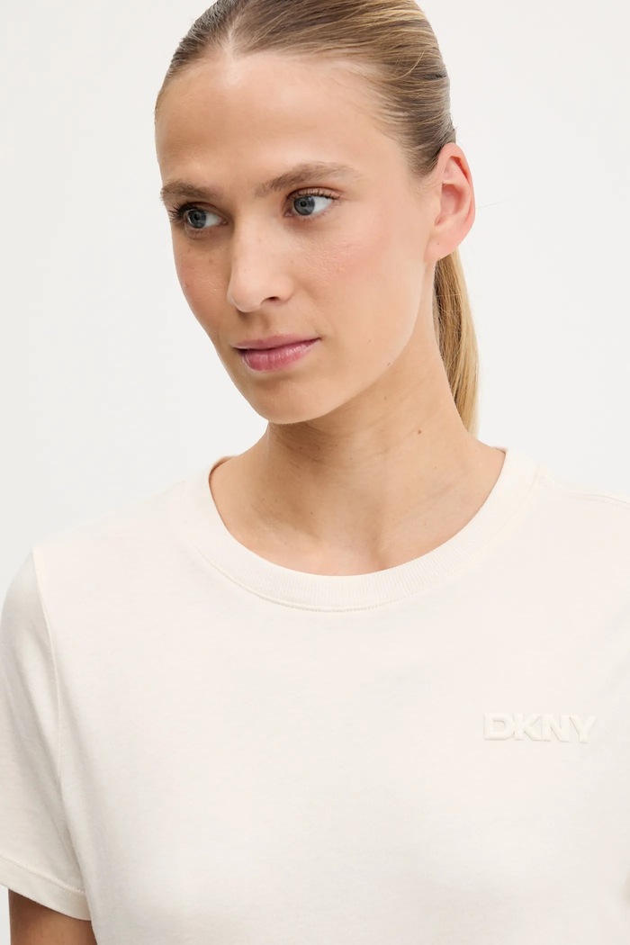 Bavlněné tričko Dkny béžová DP5T1372