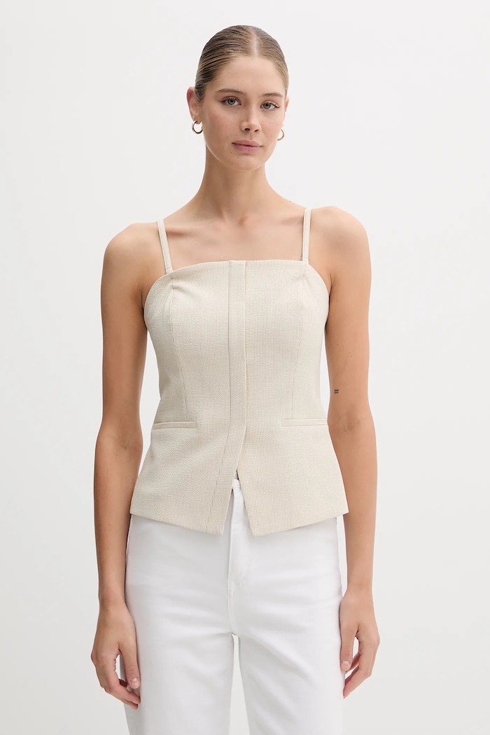 Μπλουζάκι Dkny με ελαστάν μπεζ UD5JS043