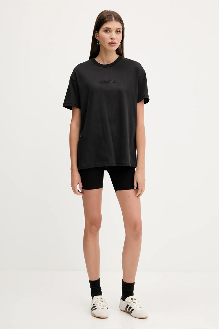 Vans T-shirt bawełniany VN000RANBLK1 czarny AW25