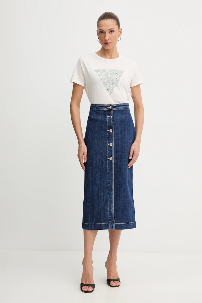 Βαμβακερό μπλουζάκι Guess W5BI34.K9RM1 μπεζ AW25