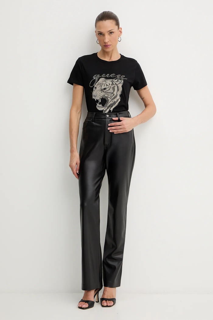 Памучна тениска Guess W5BI32.K9RM1 черен AW25