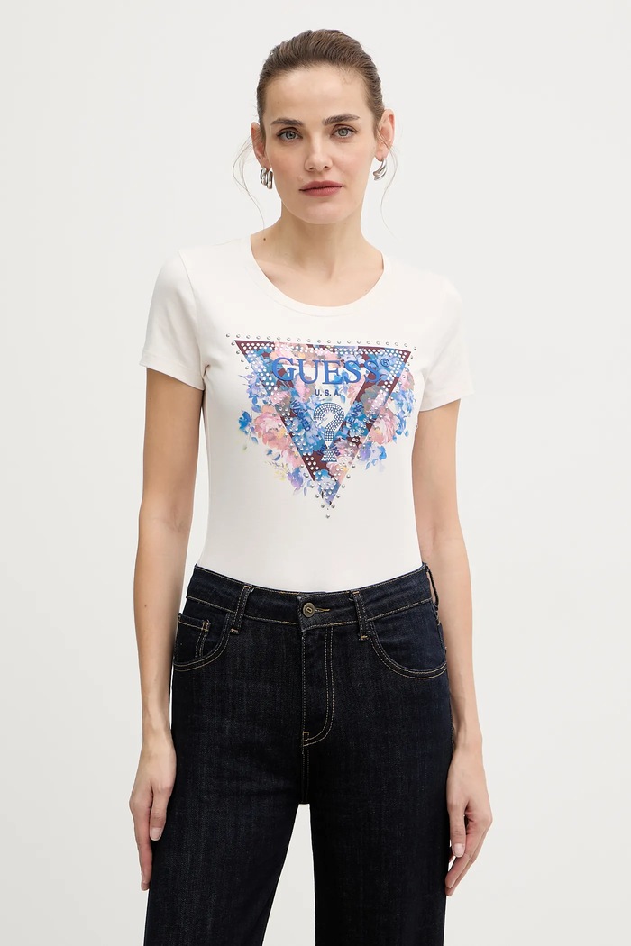 Guess tricou imprimeu bej W5BI29.J1314