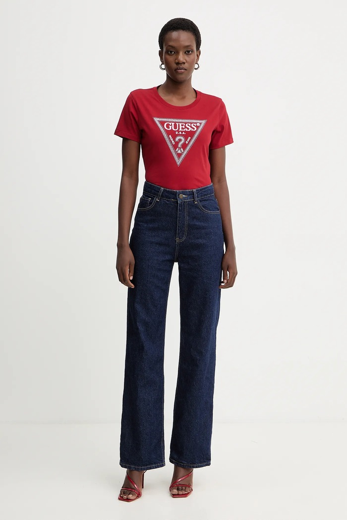 Βαμβακερό μπλουζάκι Guess W5BI18.I3Z14 κόκκινο AW25